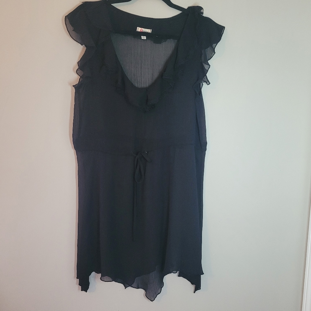 Olsenboye Black Sheer Tunic Top